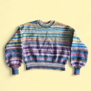 Ghanda Purple and Blue Crew Neck Sweater with Fair Isle Pattern